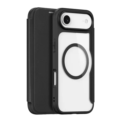 Voor iPhone Air Leren Hoesje DUX DUCIS Skin X Pro Serie Fliphoes Compatibel met MagSafe - Zwart