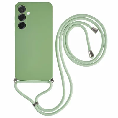 Til Samsung Galaxy A17 5G / A17 4G Etui Fleksibelt TPU Etui med Fibervæv og Stødfældning Skråbæret Telefonetui - Matcha Grøn