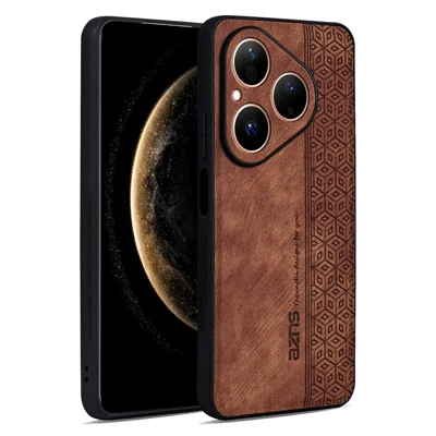 AZNS Etui na Huawei Pura 80 Ochronne Etui z TPU i Powłoką z Sztucznej Skóry - Brązowe