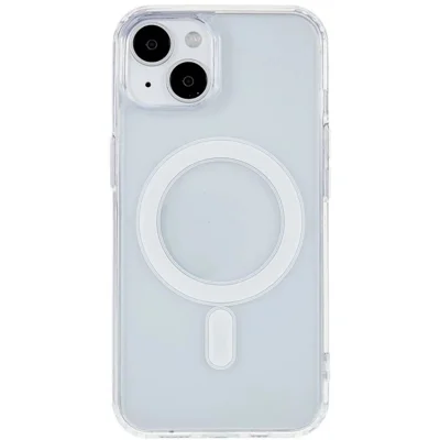 For iPhone 15 Clear Case kompatibel med MagSafe WANLONFENG LM2-serie telefonbeskyttelse (stor objektivåbning) - Transparent