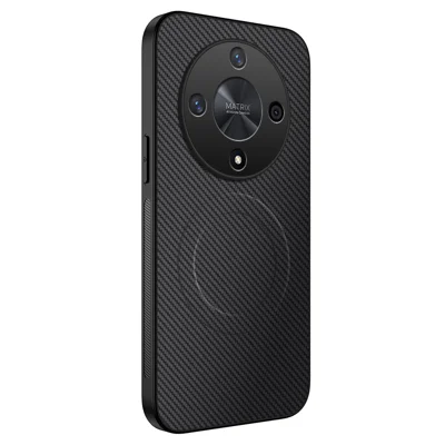 WANLONFENG For Honor X9b 5G Magnetic Case  TQ Series Carbon Fiber Texture PC TPU Phone Cover - Black