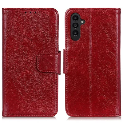 Voor Samsung Galaxy A14 5G / A14 4G telefoonhoesje van gespleten leer met Nappastructuur - Rood