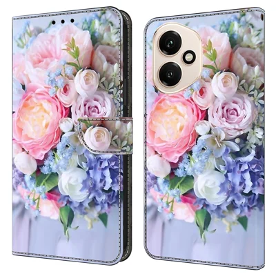 For Honor 400 5G (Global) Case Magnetic Clasp 3D Pattern Leather Wallet Phone Cover - Colorful Flower