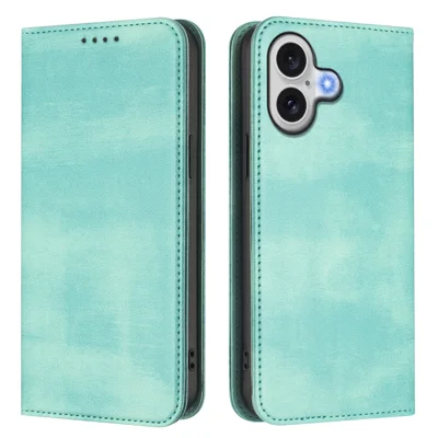 Portemonnee hoesjes voor iPhone 17 Retrostructuur RFID-blokkering lederen telefoonhoesje - Muntgroen
