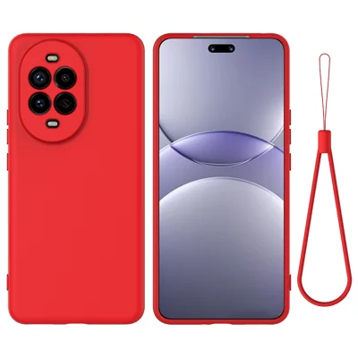 For Huawei nova 14 Ultra 5G Liquid Silicone Case Phone Back Cover with Hand Strap - Red