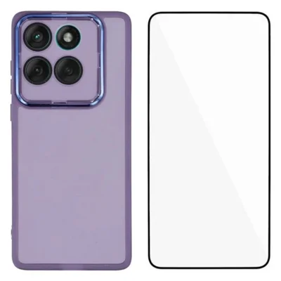 Voor Motorola Edge 60 Fusion 5G TPU-hoesje WANLONFENG DKSM-serie met geëlokteerde frame achterkant met gehard glas - Paars