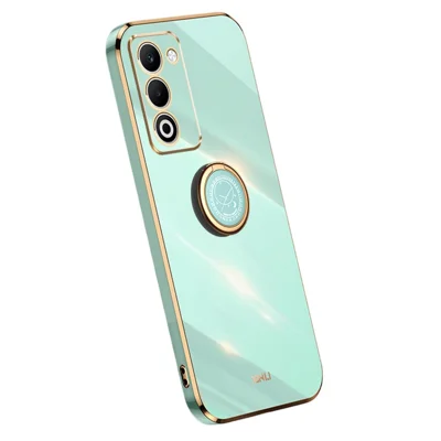XINLI For Oppo A5 5G  /  4G Case Ring Kickstand Electroplating TPU Phone Cover - Cyan