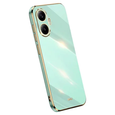 XINLI For Xiaomi Poco F7 5G / Redmi Turbo 4 Pro 5G Case TPU Phone Cover with Electroplating Frame - Cyan