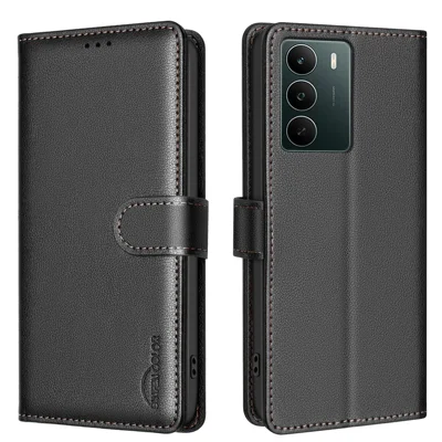 BINFEN COLOR For Realme C71 4G Leather Case  BF32 Wallet RFID Blocking Phone Cover - Black