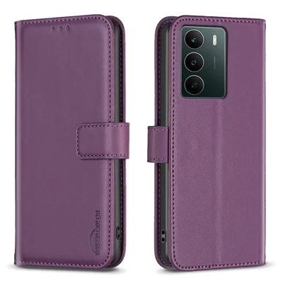 BINFEN COLOR For Realme C71 4G Phone Case  BF17 Wallet Folio Flip Leather Cover - Dark Purple