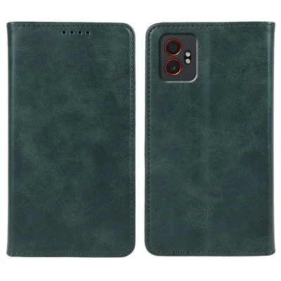 For Samsung Galaxy XCover7 Pro Case Strong Magnetic PU Leather Phone Cover Calf Texture - Green