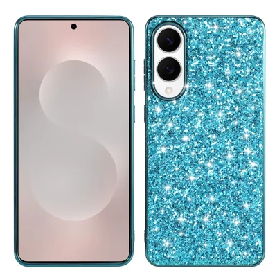 For Samsung Galaxy S25 Edge Case TPU + PC Sparkling Glitter Phone Back Cover - Blue