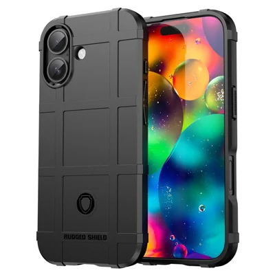 For iPhone 17 Case Grid Design Soft TPU Scratch-Proof Phone Cover - Black