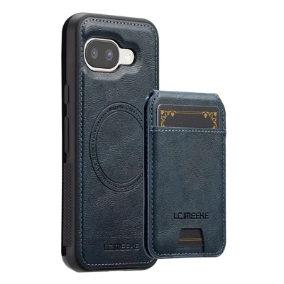 LC.IMEEKE L3 For Google Pixel 9a Magnetic Case Detachable Card Holder Leather TPU Mobile Cover - Blue