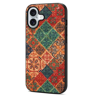 For iPhone 17 Case Flower Print PU Leather + PC + TPU Phone Cover - Winter / Blue