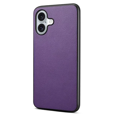For iPhone 17 Case Calf Texture Leather + PC + TPU Phone Cover - Purple
