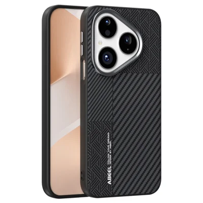 ABEEL etui magnetyczne do Huawei Pura 80 PC + TPU + aluminium + pokrowiec na telefon z skóry PU - tekstura 3