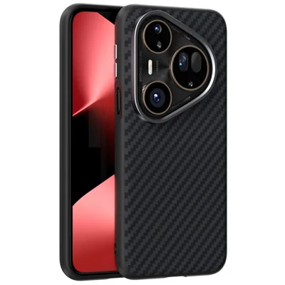 ABEEL For Huawei Pura 80 Ultra Magnetic Case Wide Carbon Fiber Texture Back Cover - Black
