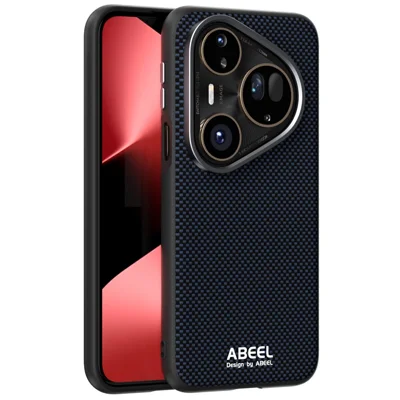 ABEEL For Huawei Pura 80 Ultra Magnetic Case Printed PC TPU Aluminum Alloy Leather Phone Cover - Black