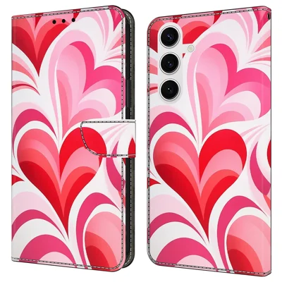 For Samsung Galaxy S24 FE Case Wallet Stand Pattern Printing PU Leather Flip Phone Cover - Love