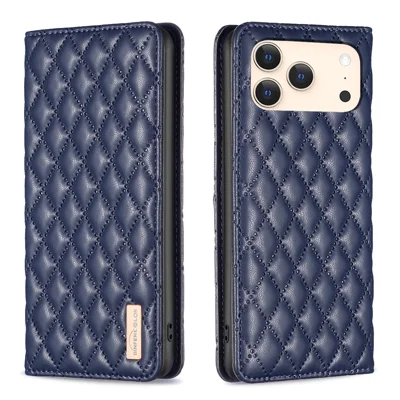 BINFEN COLOR For iPhone 18 Pro / 17 Pro Case with Card Holder  PU Leather Phone Stand Cover - Blue