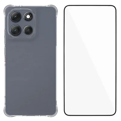 WANLONFENG For Motorola Moto G86 Power 5G Case  WL Series 2.0mm TPU Phone Cover with Tempered Glass Film - Transparent