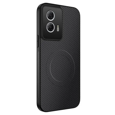 WANLONFENG For Motorola Edge 50 Fusion 5G Case Magnetic Case  TQ Series Carbon Fiber Texture PC TPU Phone Cover - Black