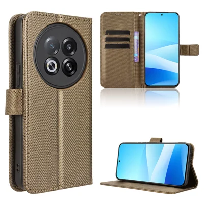 For Meizu Note 16 Pro Leather Wallet Case with Strap Diamond Texture Phone Cover - Brown