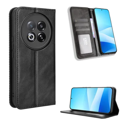 For Meizu Note 16 Pro Leather Case Wallet Stand Retro Texture Phone Cover - Black