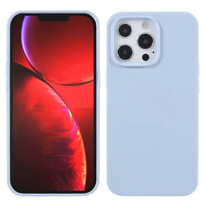 For iPhone 15 Pro Max Case Solid Silicone Shockproof Phone Back Cover - Baby Blue
