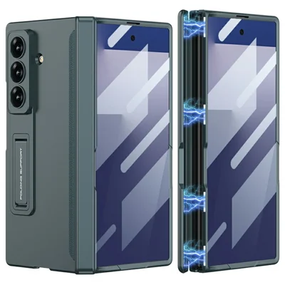 GKK For Samsung Galaxy Z Fold7 5G Case with Clear Screen Film Magnetic Hinge Kickstand Phone Cover - Green