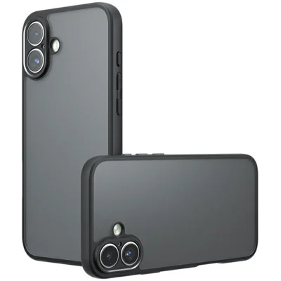 For iPhone 17 Case Skin-Touch TPU + PC Matte Phone Back Cover, Transparent Black