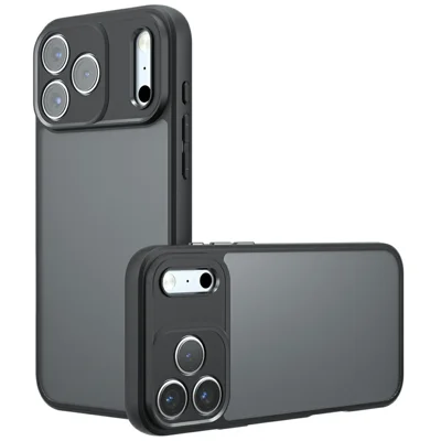 For iPhone 17 Pro Case Skin-Touch TPU + PC Matte Phone Back Cover, Transparent Black