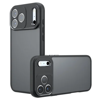 For iPhone 18 Pro Max / 17 Pro Max Case Skin-Touch TPU + PC Matte Phone Back Cover, Transparent Black
