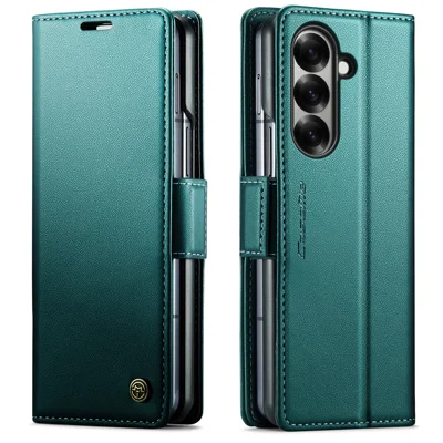 CASEME For Samsung Galaxy Z Fold7 5G Case  023 Series RFID Blocking Leather Wallet Stand Phone Cover - Green