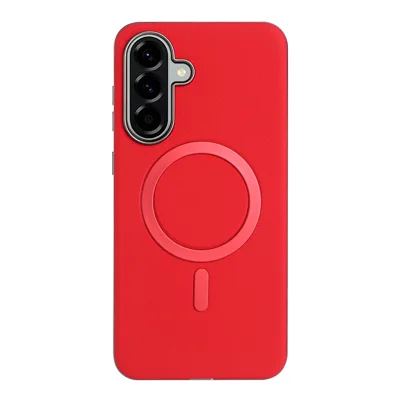 Voor Samsung Galaxy A55 5G hoesje BINFEN COLOR BF40 compatibel met MagSafe gegalvaniseerd PU + TPU telefoon achterkant - Rood