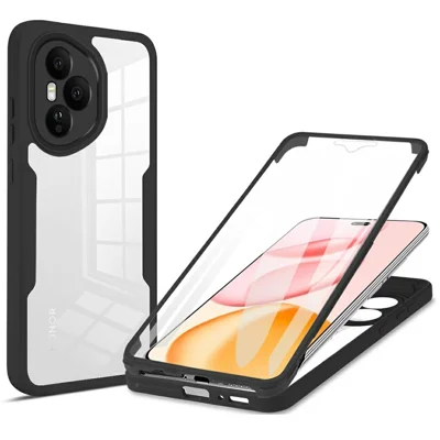 For Honor 400 Pro 5G (Global) Case Acrylic + TPU Clear Phone Cover with PET Screen Film - Black