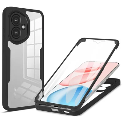 For Honor 400 5G (Global) Case Acrylic + TPU Clear Phone Cover with PET Screen Film - Black