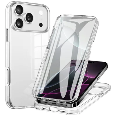 For iPhone 17 Pro Case TPU Frame Clear Acrylic Back Phone Cover with PET Film