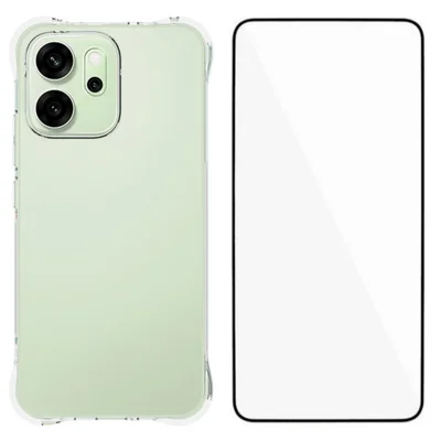 Voor Oppo Reno14 F 5G Hoesje WANLONFENG WL-serie 2,0 mm TPU Telefoonhoes met Gehard Glasfolie - Transparant