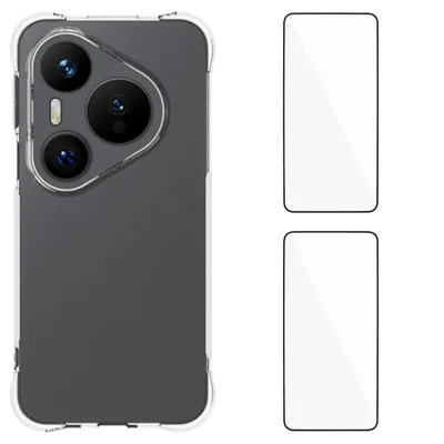 WANLONFENG For Huawei Pura 80 Pro / 80 Pro+ TPU Case  WL2 Series 2.0mm Phone Cover with 2Pcs Tempered Glass Films - Transparent