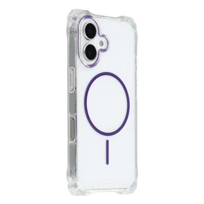 For iPhone 16 Magnetic Case Drop-Proof TPU + PC Phone Back Cover - Purple