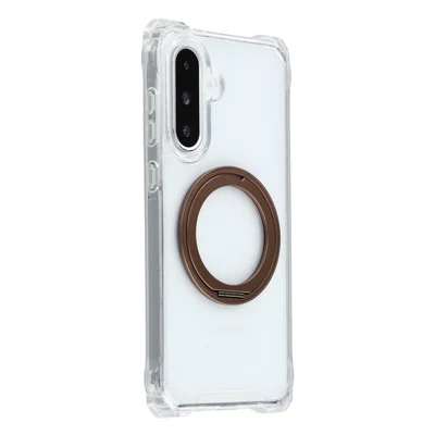 For Samsung Galaxy A26 5G Magnetic Case Ring Kickstand TPU + PC Phone Cover - Brown