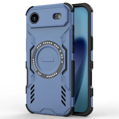 For iPhone Air Magnetic Case Butterfly Armor Hollow Heat Dissipation PC + TPU Phone Cover - Blue