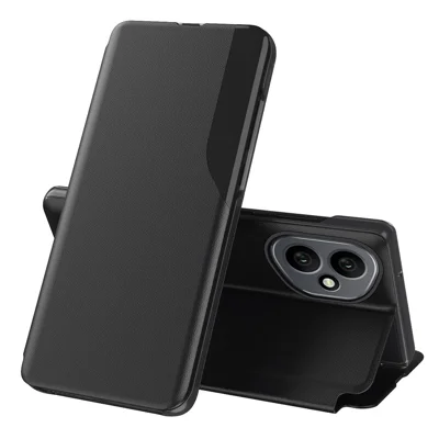 Folio Flip PU Leather Stand Cover voor Honor 400 5G (Global) - Zwart
