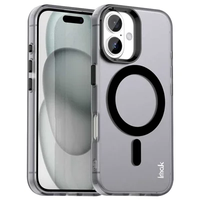 IMAK voor iPhone 16 hoesje, compatibel met MagSafe, snoepkleur, anti-val, TPU + PET achterkant - Zwart
