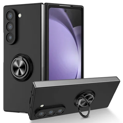 For Samsung Galaxy Z Fold7  5G Case Rotatable Ring Kickstand Hard PC Phone Cover - Black