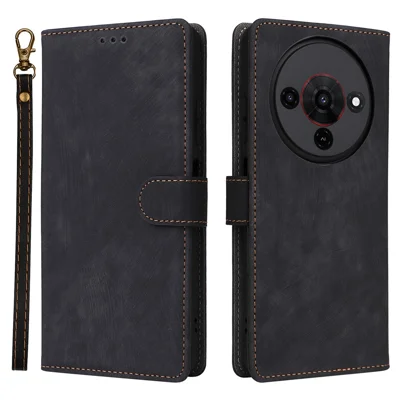 For ZTE Blade A76 5G Case Wallet RFID Blocking PU Leather Phone Cover Stand with Strap - Black
