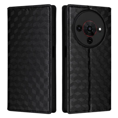 For ZTE Blade A76 5G Case Wallet Rhombus Imprinted Leather Phone Cover - Black