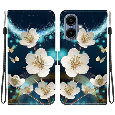 For Samsung Galaxy A08 5G / A08 4G / A07 5G / A07 4G / A06 5G / A06 4G Case Pattern Printing Leather Flip Wallet Phone Cover with Lanyard - Magnolia
